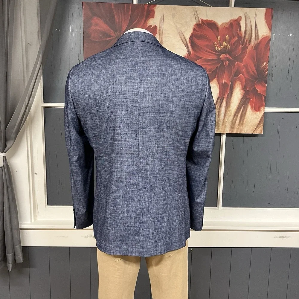 Calvin Klein Blazer Sport Coat Mens 44R Slim Fit Polyester Blend Stretch Blue